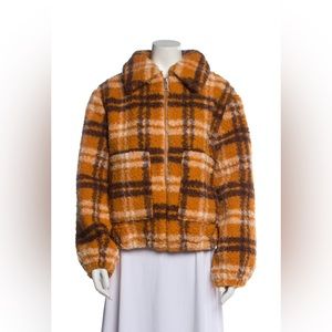 Apparis faux fur plaid print jacket